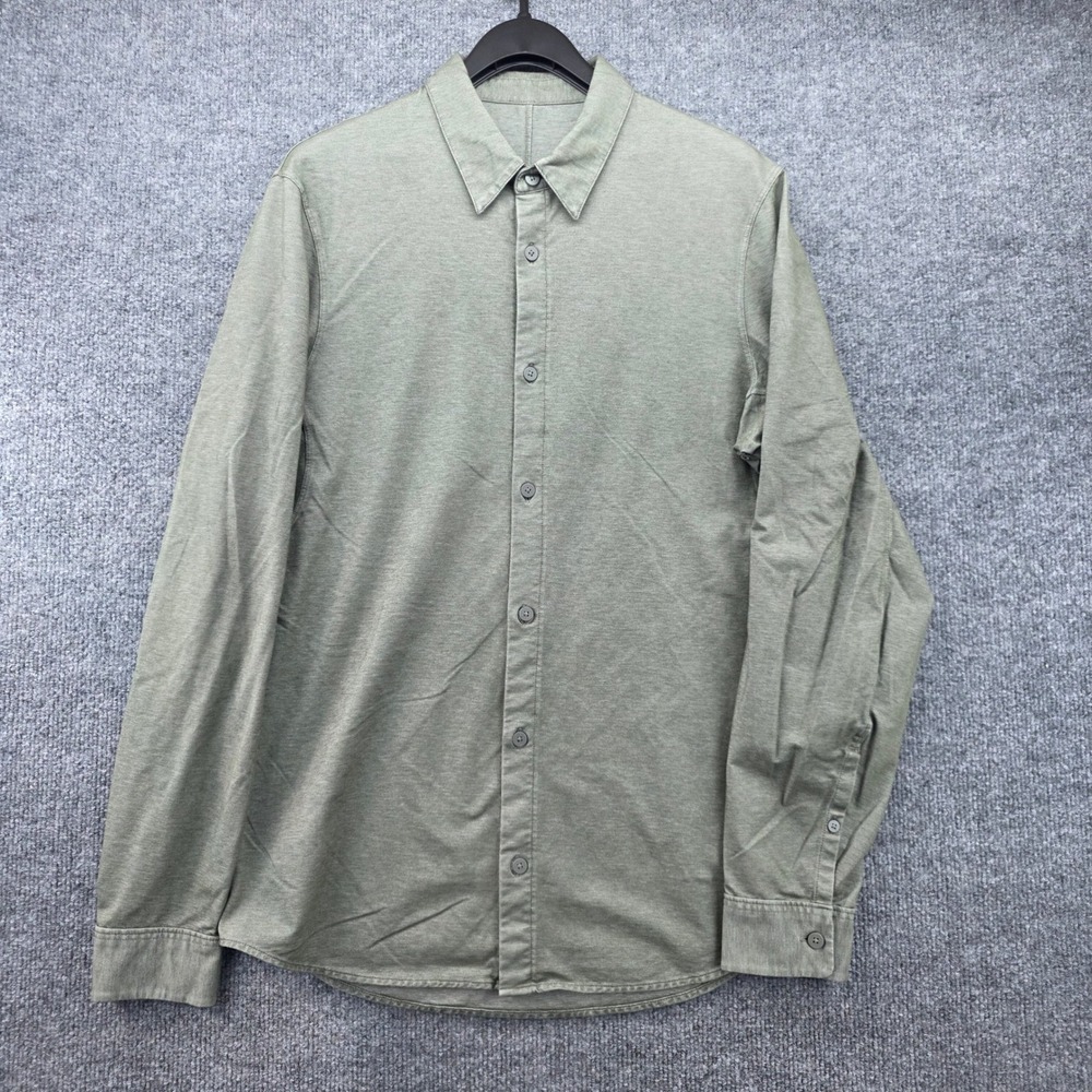 Lululemon Commission Long Sleeve Shirt Mens Sage Green Tech Stretch Button Up